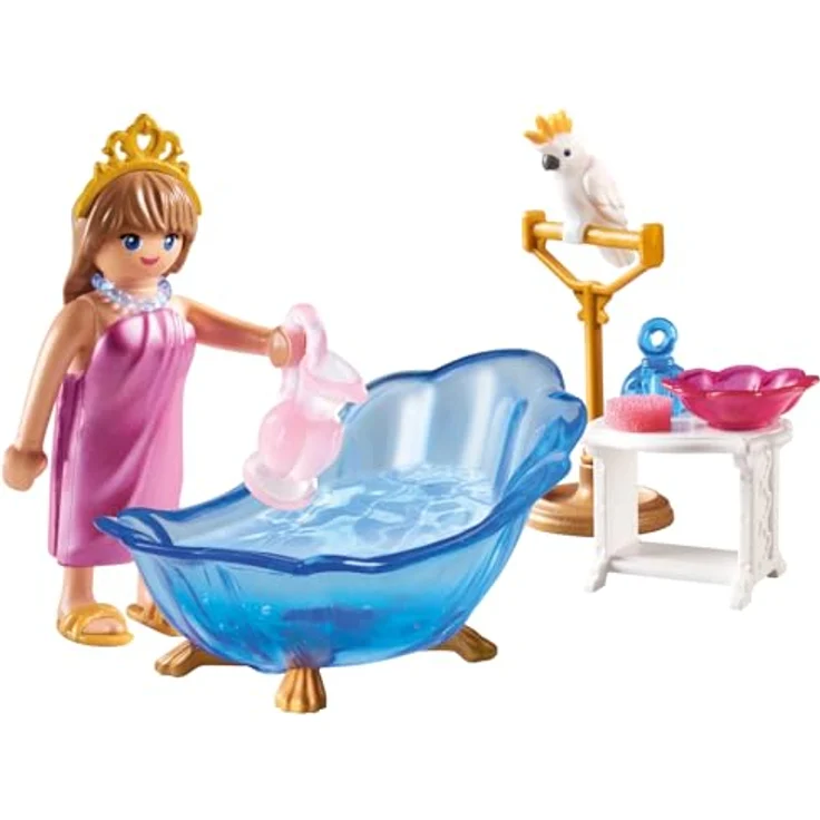 PLAYMOBIL 71850 Badezimmer für Prinzessin, mit Badewanne für echtes Wasser und Kakadu-Figur – Bild 3