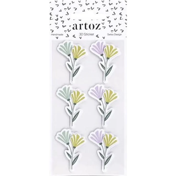 Artoz 3D-Sticker Blumen-Motiv, handgemacht, Schweizer Design, vielseitig einsetzbar für Karten und Dekorationen – Bild 4
