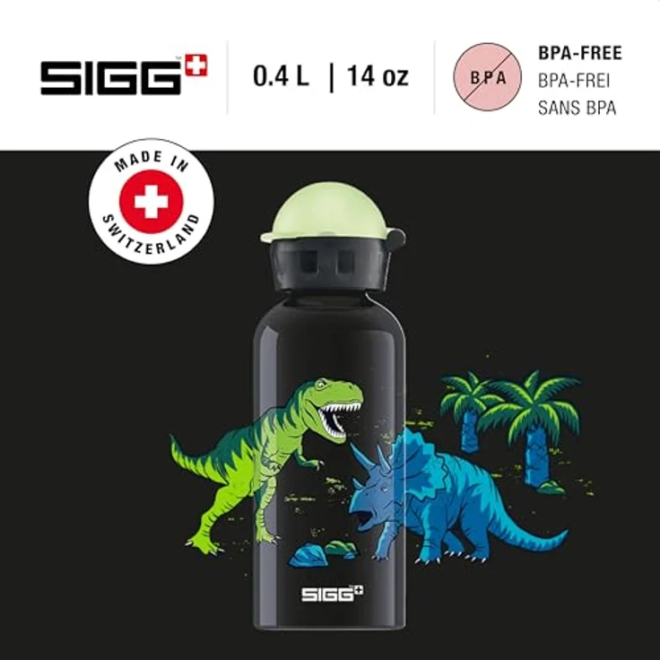 SIGG Trinkflasche Kids Bottles 0. 4 l Dinosaurier - Glow in the Dark – Bild 3