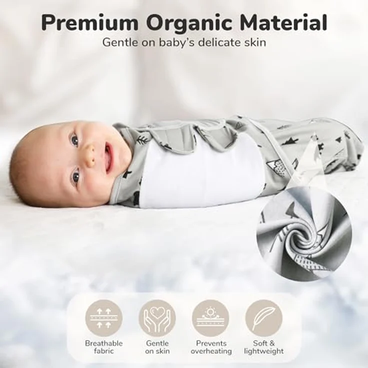 Mama Cheetah Baby Swaddle Sack, 100% Bio-Baumwolle, verstellbare Einschlagdecke für Neugeborene, 3er-Pack für Jungen und Mädchen, fördert erholsamen Schlaf, 0-3 Monate – Bild 5