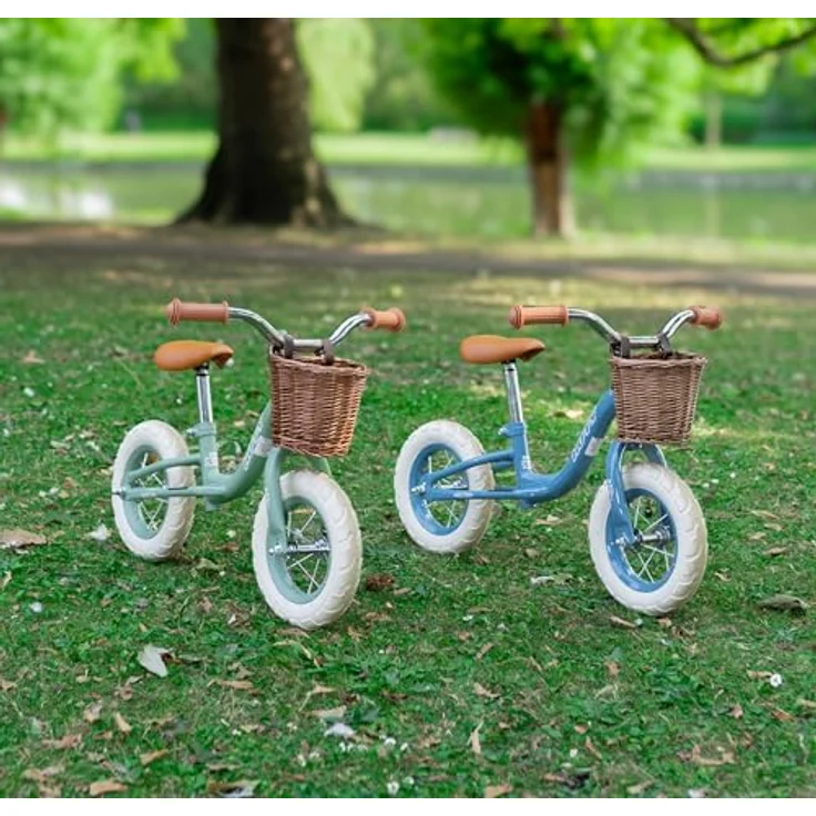 Huffy Laufrad Huffy Vintage Laufrad 10 Zoll, Blau - Laufrad ohne Pedale für Kinder, mit Vintage-Rahmen und Weidenkorb – Bild 9