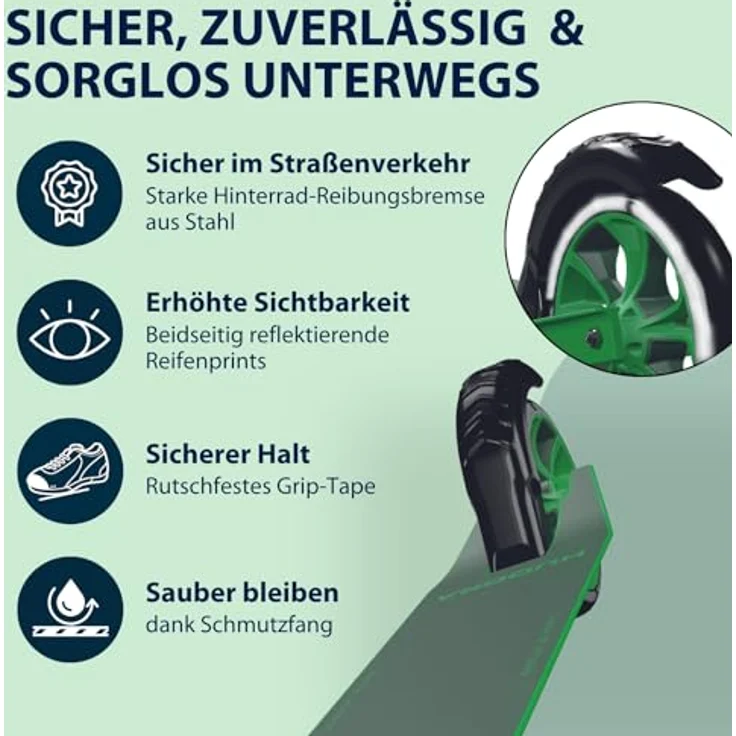 Hudora Cityroller Up 145 Junior, höhenverstellbar, klappbar, bis 60kg, für Kinder ab 3 Jahren, rutschfeste Trittfläche – Bild 5