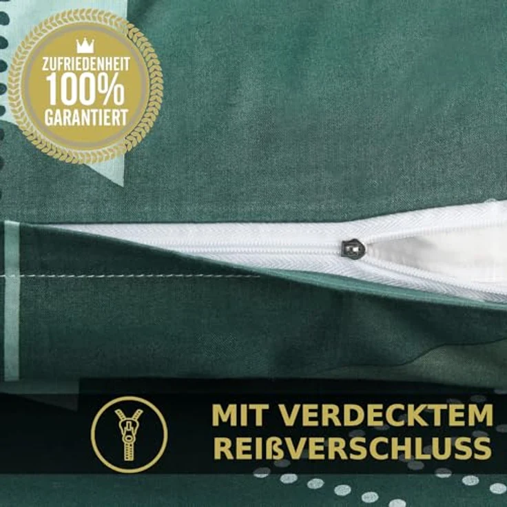 MALIKA Bettwäsche Set 155x220 cm, Renforcé Baumwolle, Oeko-TEX, allergikerfreundlich, elegantes Rot, mit Reißverschluss – Bild 5