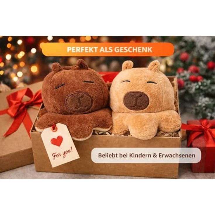 SOMA Wende Capybara Kuscheltier 2in1, reversibles Plüschtier in Braun/Beige, weiches Stofftier für Stressabbau, Geschenk für Kinder und Erwachsene – Bild 5
