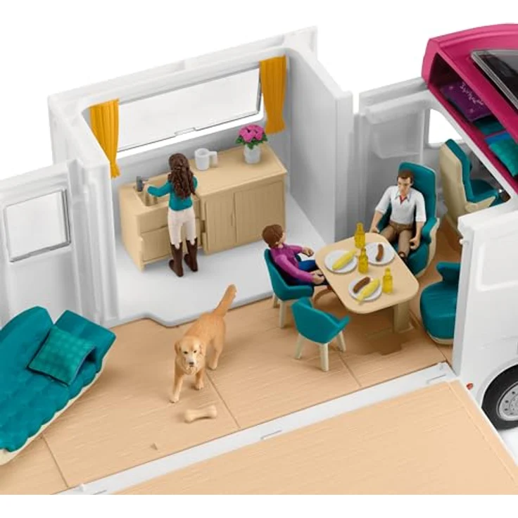 Schleich Pferdetransporter NEU - Horse Club (42619) mit integrierter Pflegestation, Grillplatz und Dachpool – Bild 9