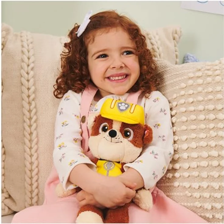 GUND PAW Patrol Schlenkerplüsch Rubble, 30 cm - hochwertiges Plüschtier aus weichem Velours-Frottee mit gestickten Augen, original im Look der TV-Serie, für Kinder ab 1 Jahr – Bild 4