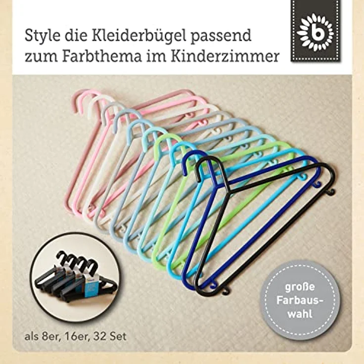 Bieco Kleiderbügel Kinder 8 St. Schwarz | Länge ca 30 cm | Baby Kleiderbügel | Kunststoff Kleiderbügel Kinder Baby | Baby Organiser Für Kleiderschrank | Kleiderbügel Baby | Baby Clothes Hangers – Bild 7