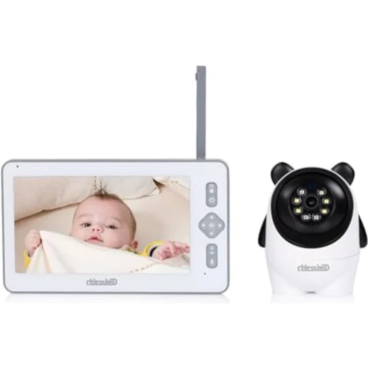 Chipolino Babyphone Titan, 7 Zoll Kamera mit LED-Leuchten, Bildzoom, Schlafmodus und VOX, weiß – Bild 1