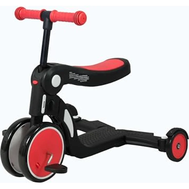 Looping SCOOTIZZ Laufrad, 5 in 1 mit Schiebestange/Baby-Dreirad, mitwachsend/Kinderroller, hoch rot – Bild 5
