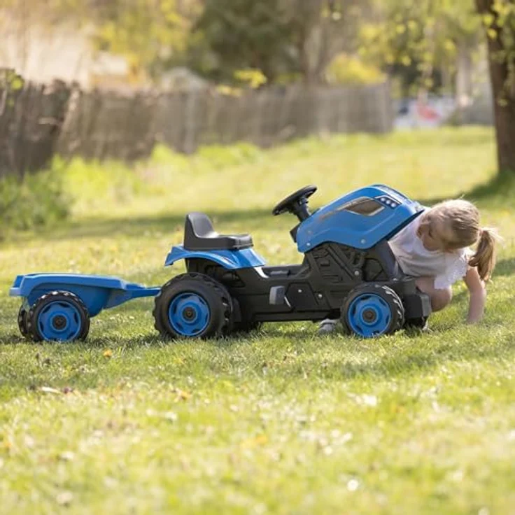 Smoby Farmer XL -sininen traktori ja peräkärry – Bild 5