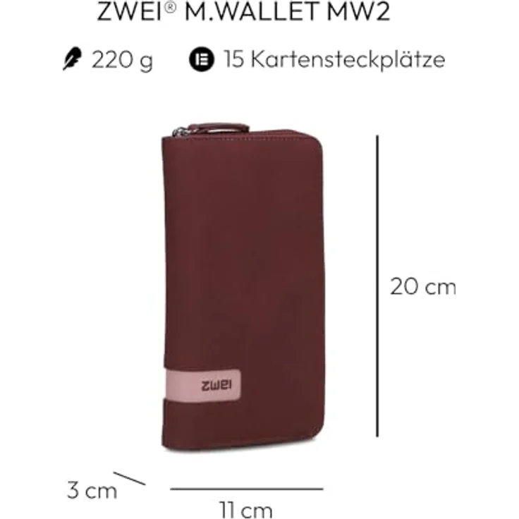 ZWEI Mademoiselle M.Wallet MW2, Geldbörse aus Kunstleder mit 16 Kartenfächern und Münzfach, Braun – Bild 2