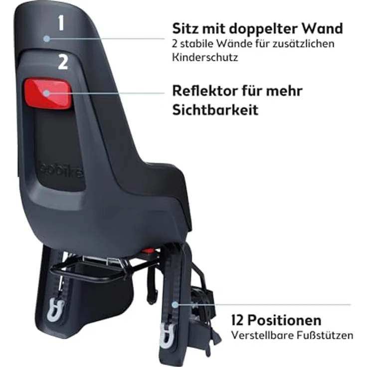 Bobike ONE Maxi Kindersitz, Heck-Kindersitz in Urban Black mit Click & Go-System und höhenverstellbaren Fußstützen – Bild 3