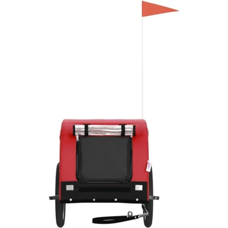 vidaXL Fahrradhundeanhänger Fahrradanhänger Hunde Rot und Schwarz Oxford-Gewebe & Eisen mit Reflektoren und Flagge – Bild 3