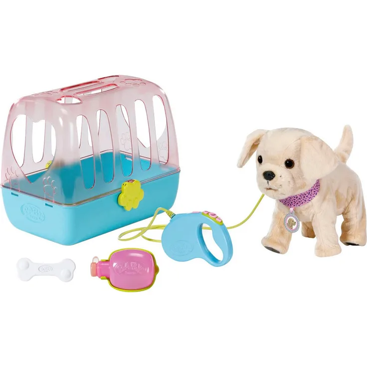 Baby Born Plüschfigur Mein Hund Lucky mit Box, interaktive Funktionen und echtes Wasser trinken