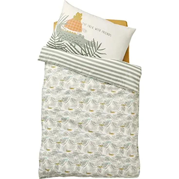 VERTBAUDET Baby-Bettbezug Trek Oeko-Tex®, bedruckt, 80 x 120 cm, Weiß