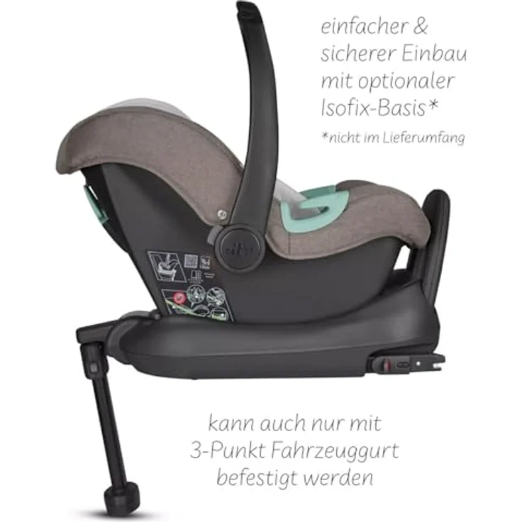 ABC Design Babyschale Tulip i-Size - ab Geburt bis 15 Monate - Inkl. Sonnenverdeck & Sitzverkleinerer - Nature – Bild 5