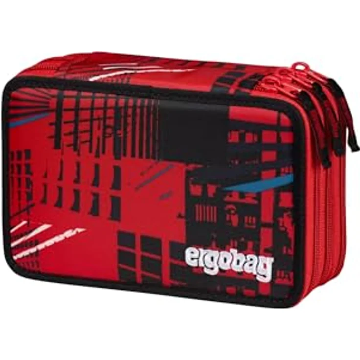 ergobag Maxi Mäppchen Set 40-Teilig, Lyra Bunt- und Filzstifte, Kleingeld Fach, Lineal, Schere AlarmBärreitschaft - Rot – Bild 1