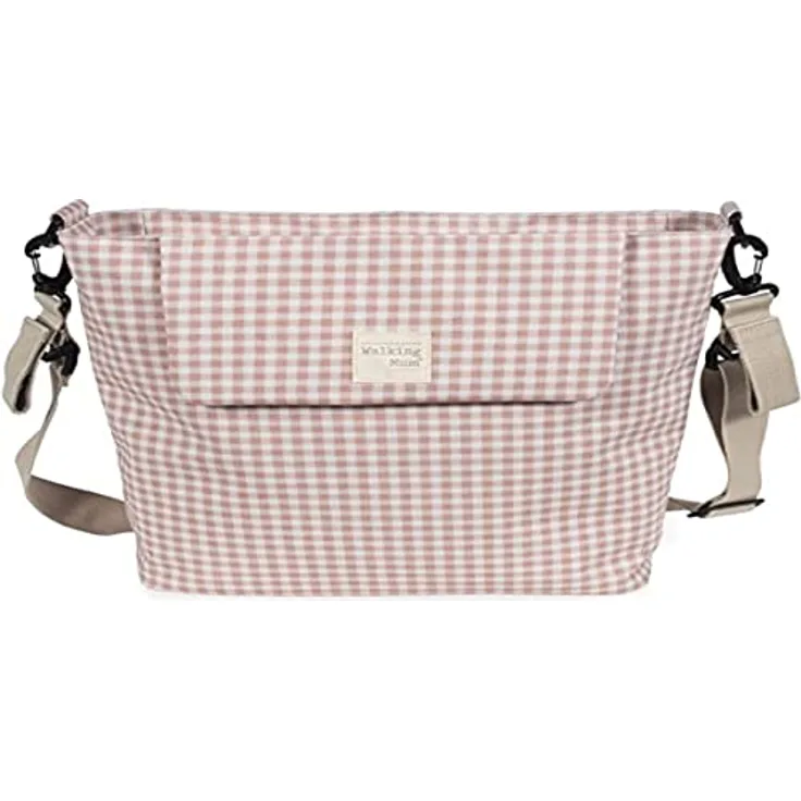 Walking Mum. I Love Vichy Wickeltasche für Kinderwagen, Schultertasche, Rosa, 42 x 36 x 13 cm