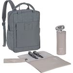 LÄSSIG Baby Wickelrucksack Wickeltasche Rucksack mit Wickelunterlage, Kinderwagenbefestigung, Flaschenhalter nachhaltig produziert/GRE Vividal Backpack anthracite