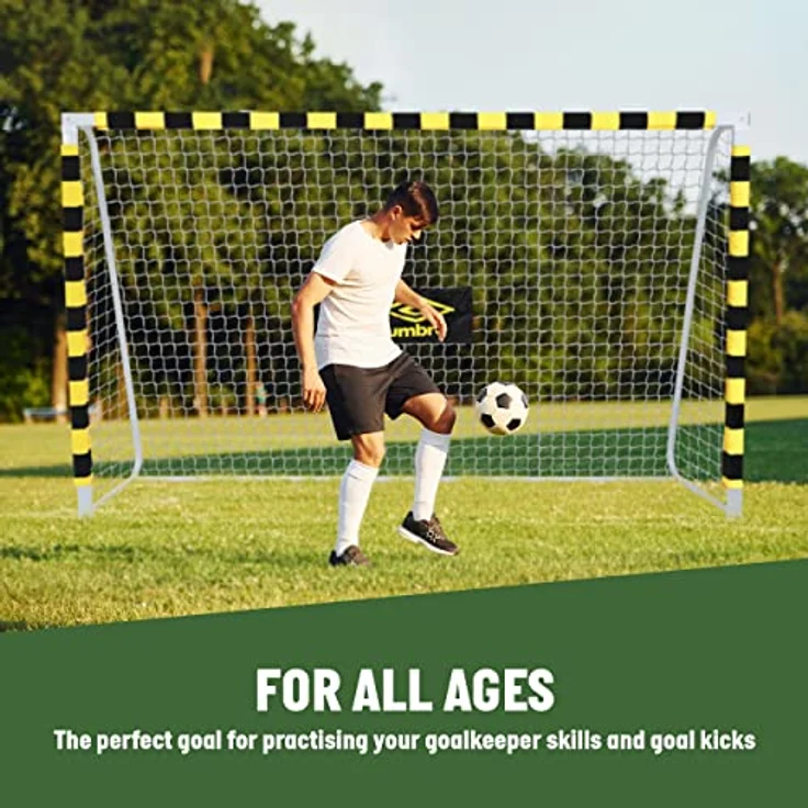 Umbro Fußballtor - 300 x 200 x 90 cm - Metall - Fußball-Trainingsgeräte für alle Altersgruppen - Einfache Montage - Schwarz/Gelb – Bild 5