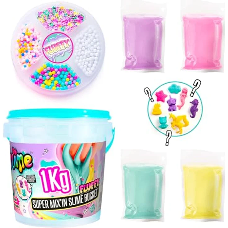 Canal Toys Kreativset Super Mix´In Slime Bucket, 1kg mit Glitzer und Perlen zur individuellen Schleimgestaltung – Bild 5