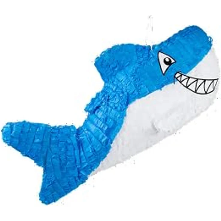 Boland 30919 - Pinata Hai, Blau-Weiß, Größe 27 x 60 cm, aus Pappmaché, Kindergeburtstag, Dekoration, Mottoparty, Themenparty – Bild 4