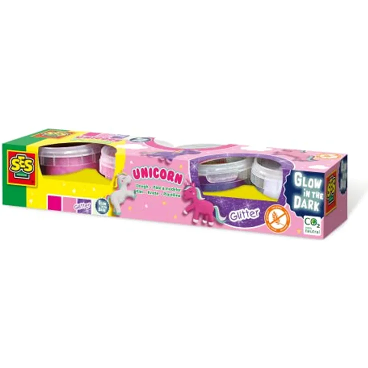 SES 00471 Knete Einhorn 4x90gr, Diverse Farben