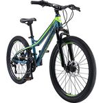 BIKESTAR Alu Mountainbike Jugendfahrrad 24 Zoll ab 9-14 Jahre Hardtail | 21 Gang Shimano Schaltung, Scheibenbremse, Federgabel | Kinder Fahrrad Petrol & Gelb | Risikofrei Testen