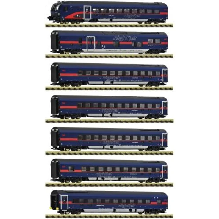 Fleischmann N 7er Set Personenwagen mit Steuerwagen 'Nightjet', ÖBB, DC-Sound – Bild 1