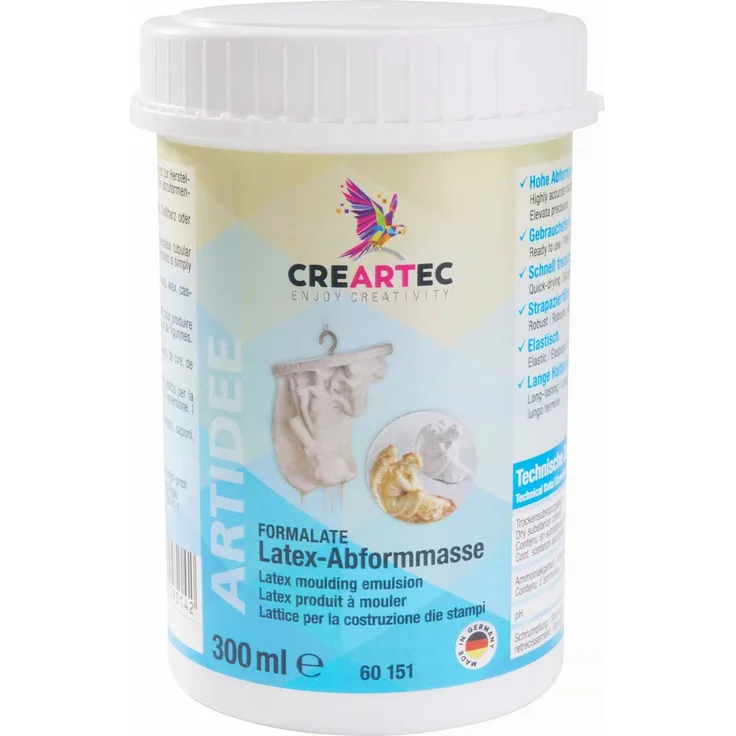 CREARTEC Modelliermasse Latexmilch, 300 ml - Lufttrocknend, geeignet zum Ausgießen von Gießharz, Wachs - Transparent