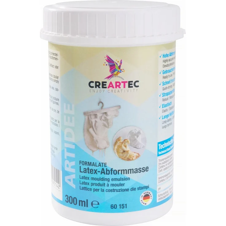 CREARTEC Modelliermasse Latexmilch, 300 ml - Lufttrocknend, geeignet zum Ausgießen von Gießharz, Wachs - Transparent – Bild 1