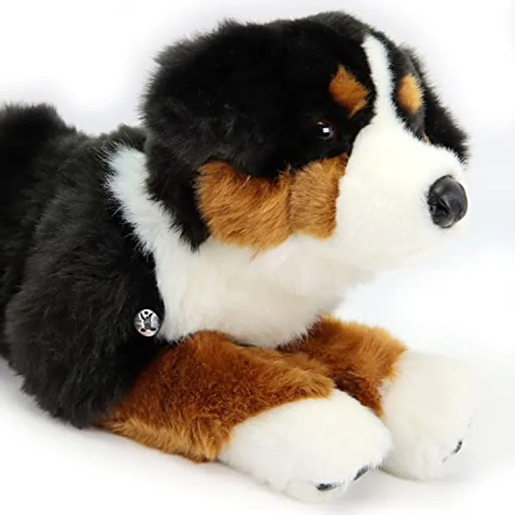 Kuscheltiere.biz Berner Sennen Kuscheltier Hund Sennenhund liegend Plüschtier Bernd - Kuschlig weiches Plüschfell, Detailtreue, 46 cm, waschbar, Kollektion-Auszeichnung