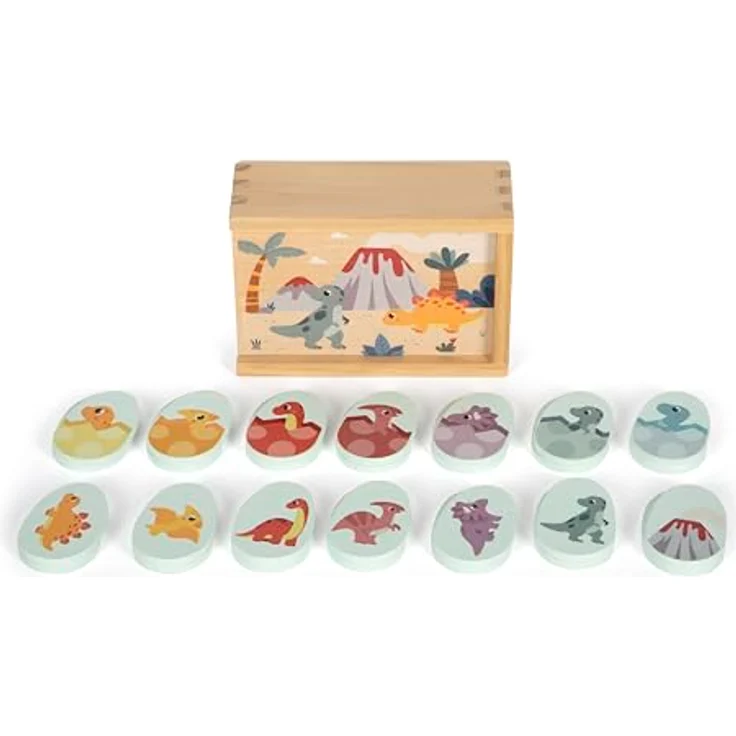 small foot Memospiel Dino, Holzspiel mit 14 Pärchen und Aufbewahrungsbox für Kinder – Bild 5