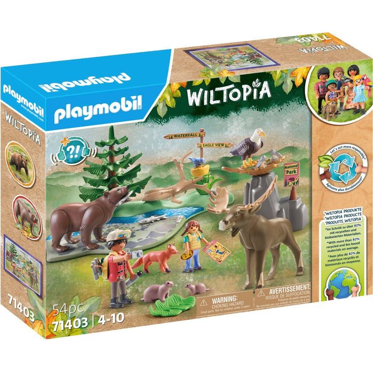 Playmobil® Konstruktions-Spielset Wiltopia - Abstecher zu den Tieren Nordamerika (71403), Wiltopia, (54 St), teilweise aus recyceltem Material