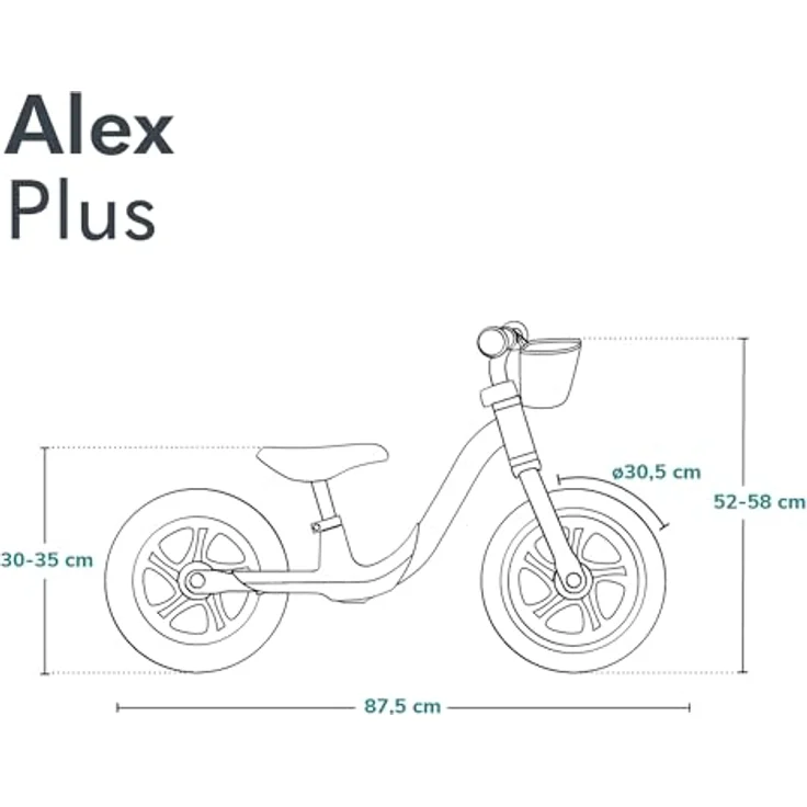 lionelo Laufrad ALEX PLUS 30,5 cm (12 Zoll) - inklusive Korb und Glocke, ideal zum Erlernen des Fahrradfahrens – Bild 9