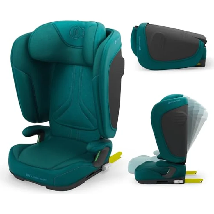 KinderKraft Unity 2 I-Size, Kindersitz mit ISOFIX, 5-fach verstellbarer Rückenlehne, erweiterter Seitenaufprallschutz, Air FLOW Belüftungssystem, faltbares Design, GRÜN – Bild 1
