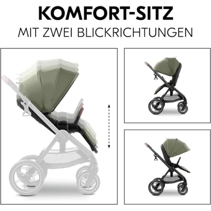 Hauck Kombi-Kinderwagen Comfort N Care Set, 2 in 1 mit Babywanne, Sportsitz, Beindecke und Getränkehalter, Olive, inkl. Gratis Mobilitätsgarantie – Bild 4