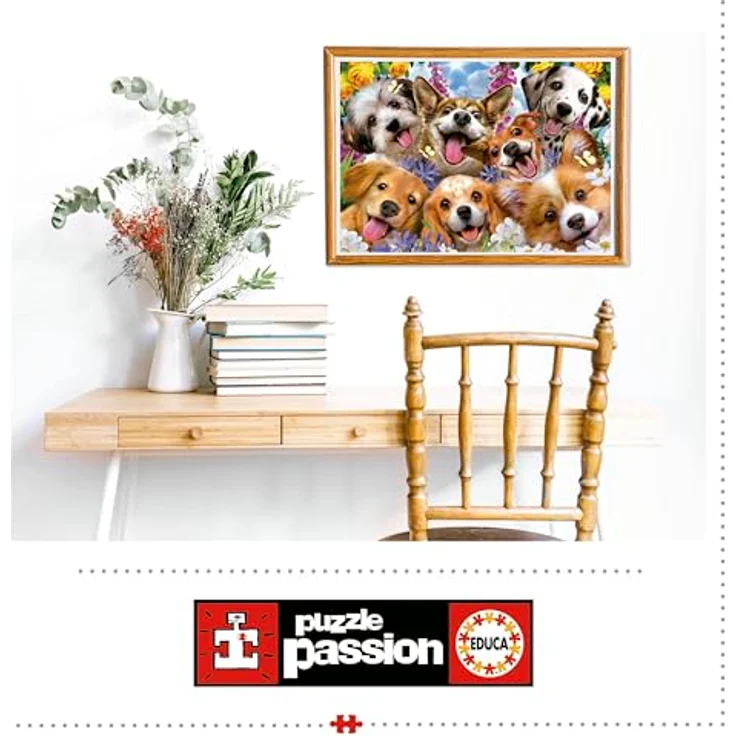 Educa - Puzzle 1000 Teile Welpen-Selfie von Howard Robinson, 68 x 48 cm, inkl. FixPuzzle Kleber, ab 14 Jahren – Bild 4