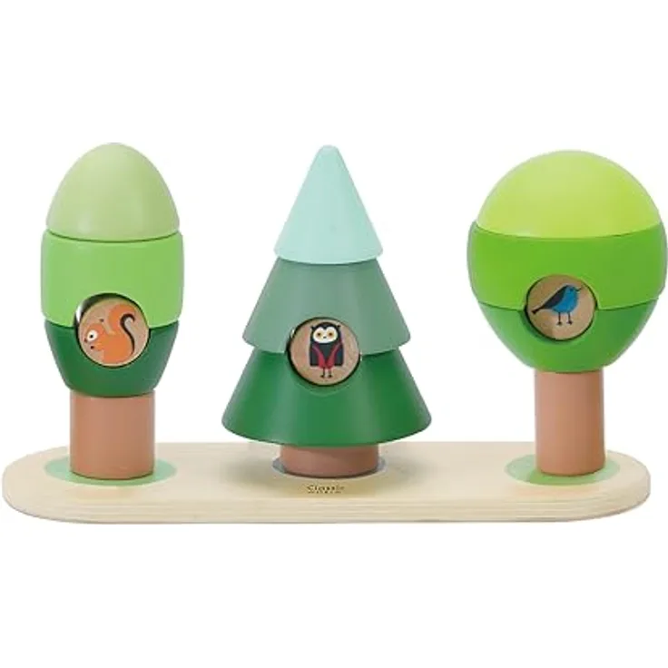 Classic World Stapelspiel Wald, 13-teiliges Holzspielzeug zur Förderung der Hand-Augen-Koordination, 23x8x13cm, für Kinder ab 10 Monaten