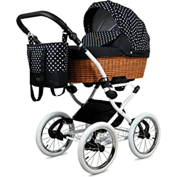 BabyLux ALU 2in1 Kinderwagen für Kleinkinder – Kinderwagen für Neugeborene und Kleinkinder – Max. 15kg – White Dots White Frame – Bild 2