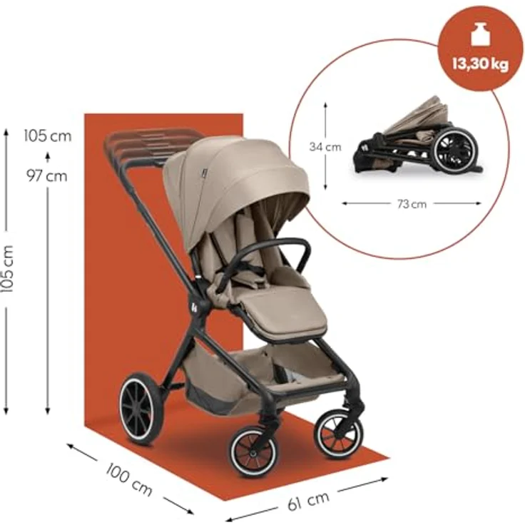 hauck Move N Care, Mocha - Multifunktionaler Kinderbuggy ab Geburt bis 22 kg, Wendbarer Sitz mit Liegefunktion, XL Verdeck mit UPF 50+, Federung & Gummi Räder, Höhenverstellbarer Schieber, Inklusive Adapter – Bild 3