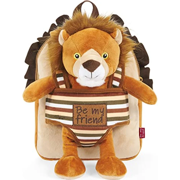 Perletti Lenny Lion Wenderucksack, 45 cm Plüschrucksack mit niedlichem Löwenmotiv, unisex – Bild 1
