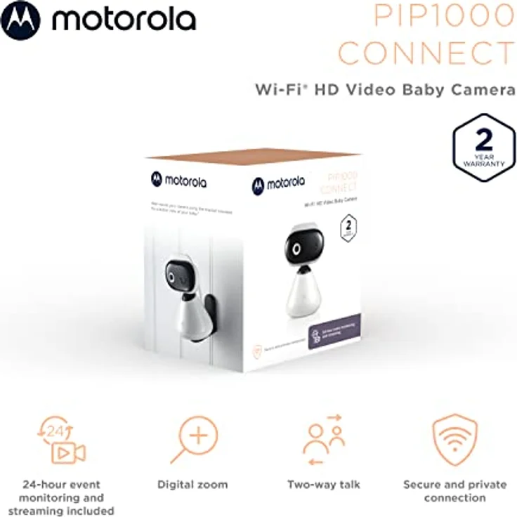 Motorola Nursery Babyüberwachungskamera HD Wi-Fi PIP1000 Connect - Baby Monitor - 24-Stunden-Überwachung - Digitale Übertragung - Private und sichere Verbindung - Motorola – Bild 3