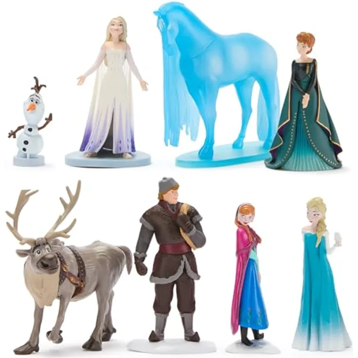 Disney Store Official Die Eiskönigin Völlig unverfroren Spielzeugfigurenset, 8 Figuren mit Elsa, Anna, Olaf, Sven, Kristoff und Nokk, 6-10 cm, ab 3 Jahren geeignet, in blauer Box