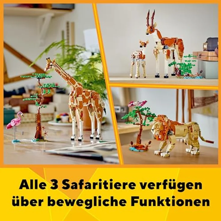 LEGO Creator 3in1 Tiersafari, Kreativ-Set mit Tierfiguren, Spielzeug-Giraffe, Gazellen und Löwe, Spielzeug-Tiere für Mädchen und Jungen, Natur-Geschenk für Kinder ab 9 Jahren 31150 – Bild 4