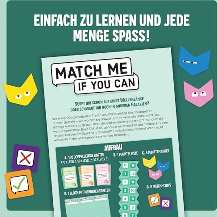 Ravensburger 24757 Match Me, Partyspiel mit 300 Fragen auf 150 Karten, ab 8 Jahren – Bild 5