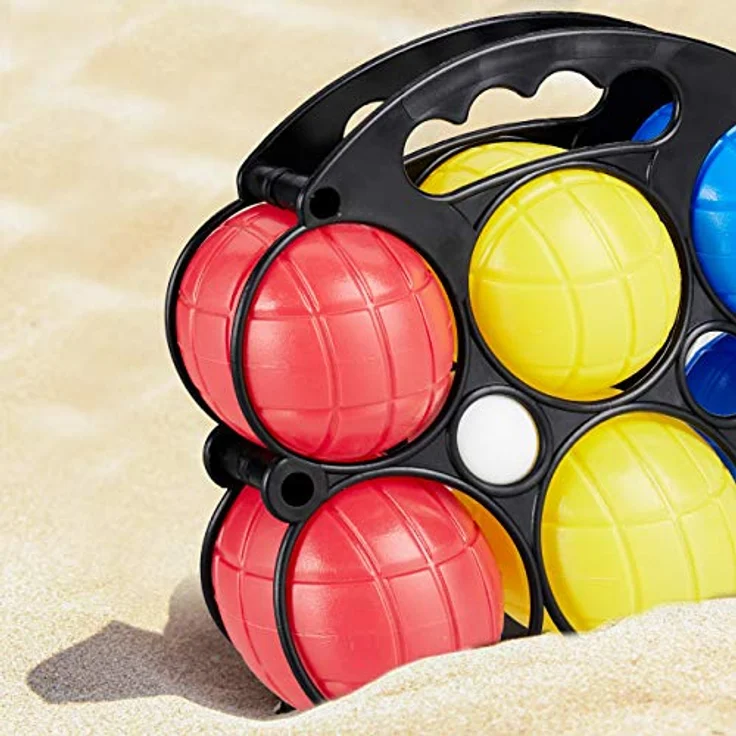 Relaxdays Unisex Jugend Spiel, Farben, Kunststoff, & Tragekorb, Relaxdays Boccia Spiel 6 Petanque Kugeln in 3 Farben Kunststoff mit Zielkugel Tragekorb Boule, Bunt, H x B T ca. 19 22 7 cm EU – Bild 3