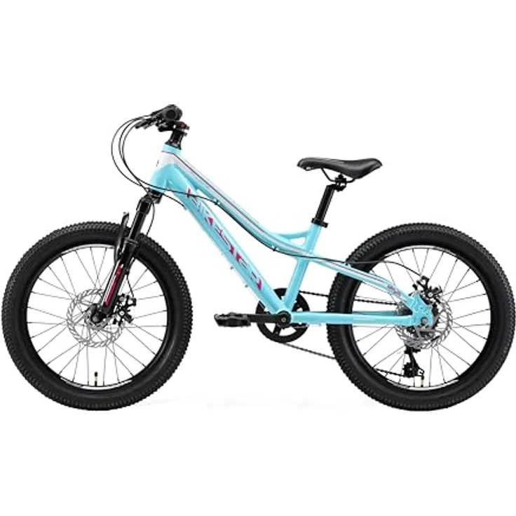 BIKESTAR Alu Mountainbike Jugendfahrrad 20 Zoll ab 6-9 Jahre Hardtail | 7 Gang Shimano Schaltung, Scheibenbremse, Federgabel | Kinder Fahrrad Weiß Türkis | Risikofrei Testen – Bild 4