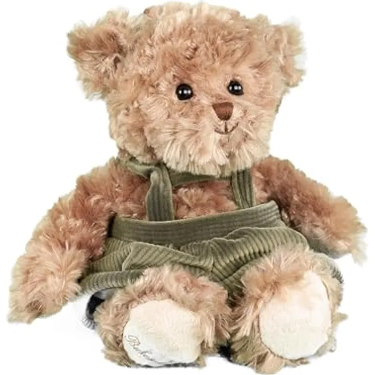 Bukowski Teddybär Jérome 25 cm, braun/grün mit Latzhose, handwaschbar bis 30°C Plüschteddybär