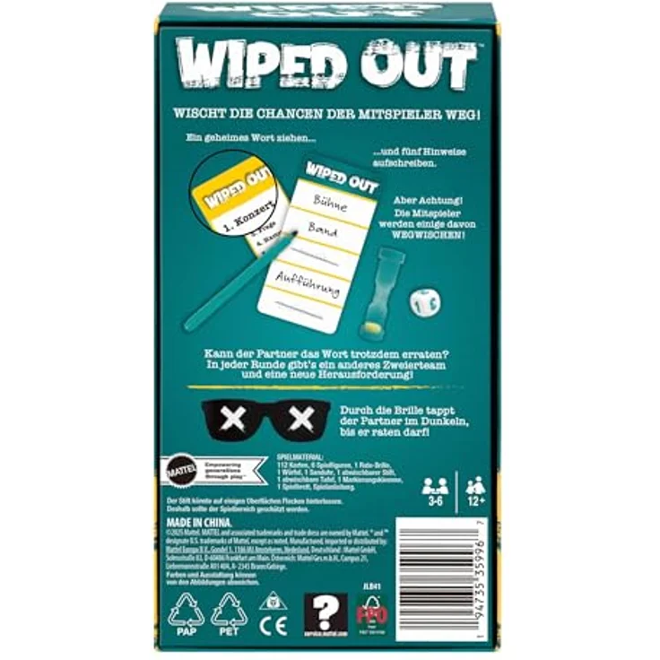 Mattel Wiped Out Partyspiel, Ratespiel mit 30 Sekunden Zeitlimit und interaktiven Hinweismöglichkeiten – Bild 7